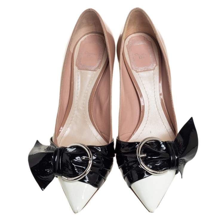 Pre Owned Dior Multicolor Patent Leather Buckle Pointed Toe Pumps Size 38