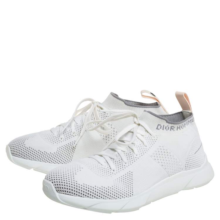Pre Owned Dior White Knit Fabric B21 Socks Low Top Sneakers Size 40