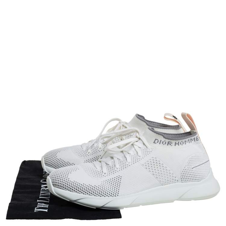 Pre Owned Dior White Knit Fabric B21 Socks Low Top Sneakers Size 40
