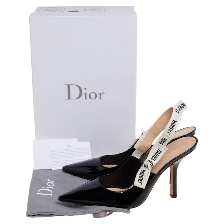 Pre Owned Dior Black Patent Leather J'adior Slingback Sandals Size 41.5