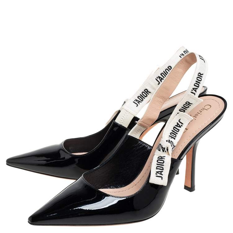 Pre Owned Dior Black Patent Leather J'adior Slingback Sandals Size 41.5