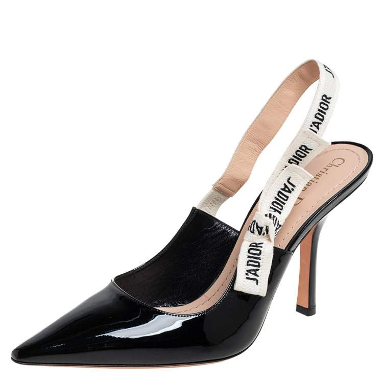 Pre Owned Dior Black Patent Leather J'adior Slingback Sandals Size 41.5