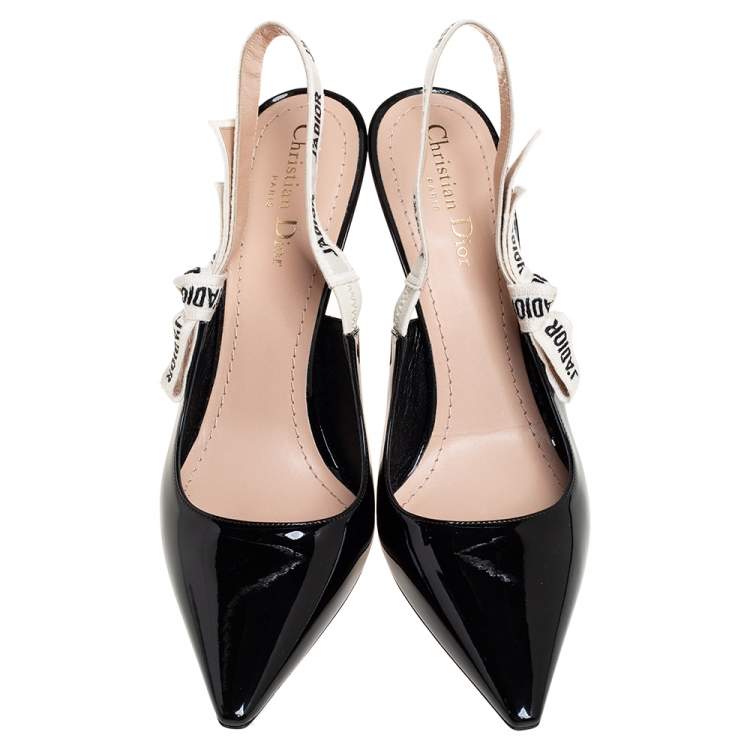 Pre Owned Dior Black Patent Leather J'adior Slingback Sandals Size 41.5