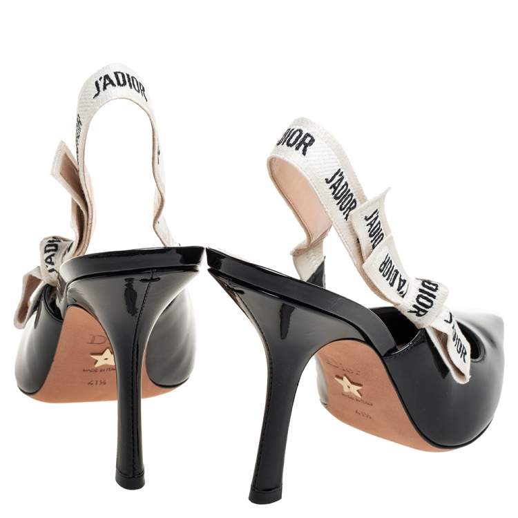 Pre Owned Dior Black Patent Leather J'adior Slingback Sandals Size 41.5