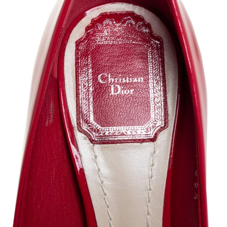 Pre Owned Dior Red Patent Leather Pumps Size 35.5