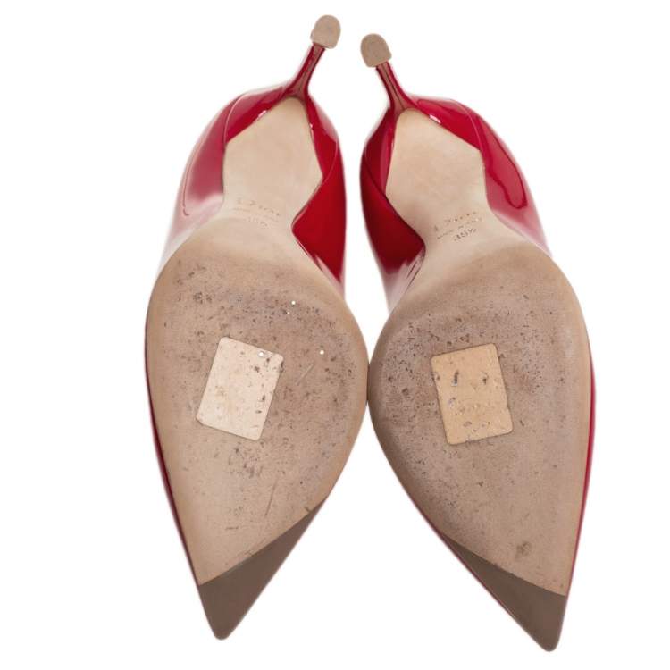 Pre Owned Dior Red Patent Leather Pumps Size 35.5