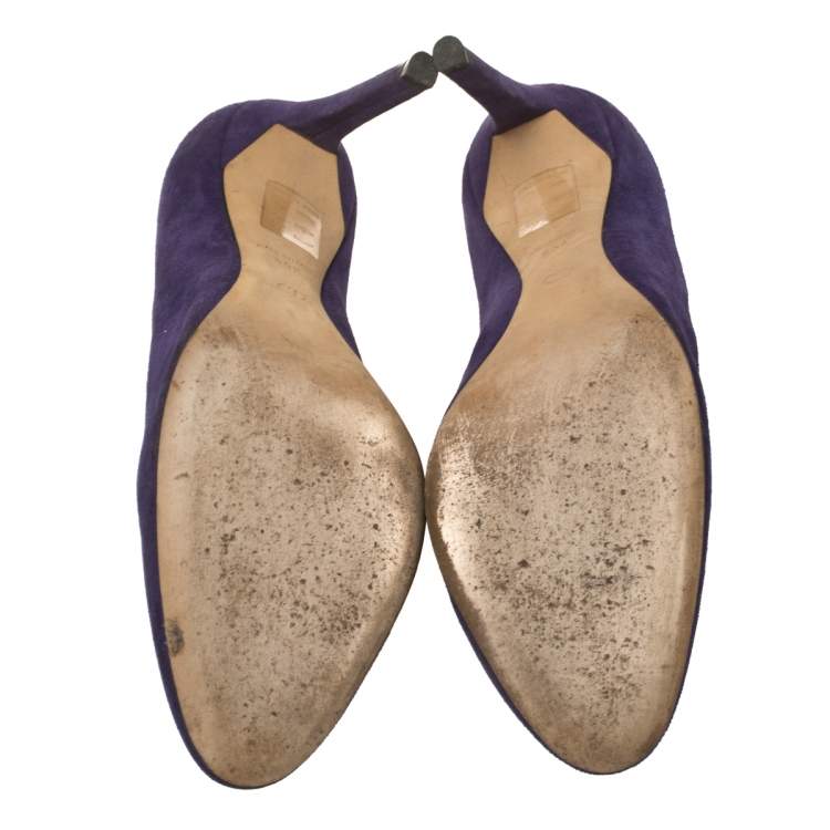 Pre Owned Dior Purple Suede Round Toe Pumps Size 39.5