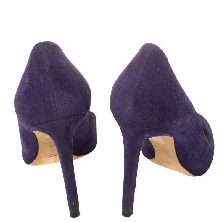 Pre Owned Dior Purple Suede Round Toe Pumps Size 39.5