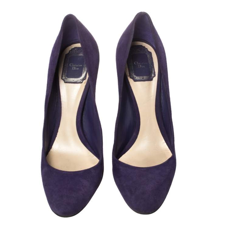 Pre Owned Dior Purple Suede Round Toe Pumps Size 39.5