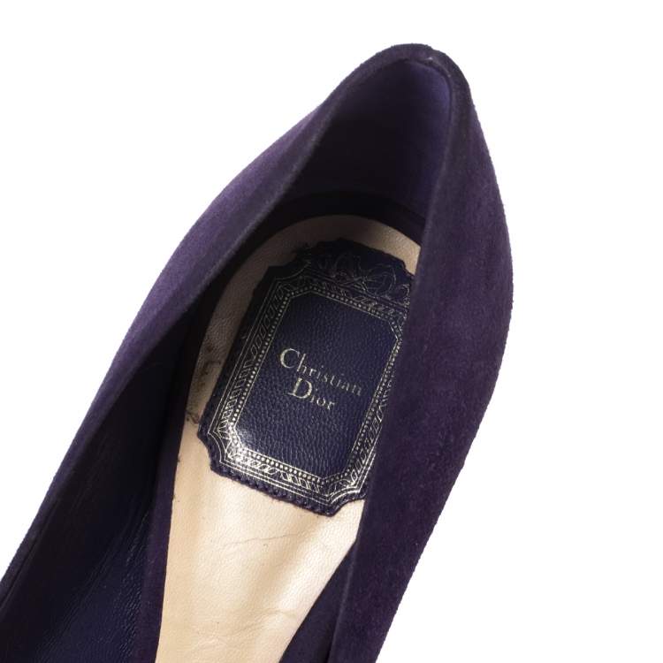 Pre Owned Dior Purple Suede Round Toe Pumps Size 39.5