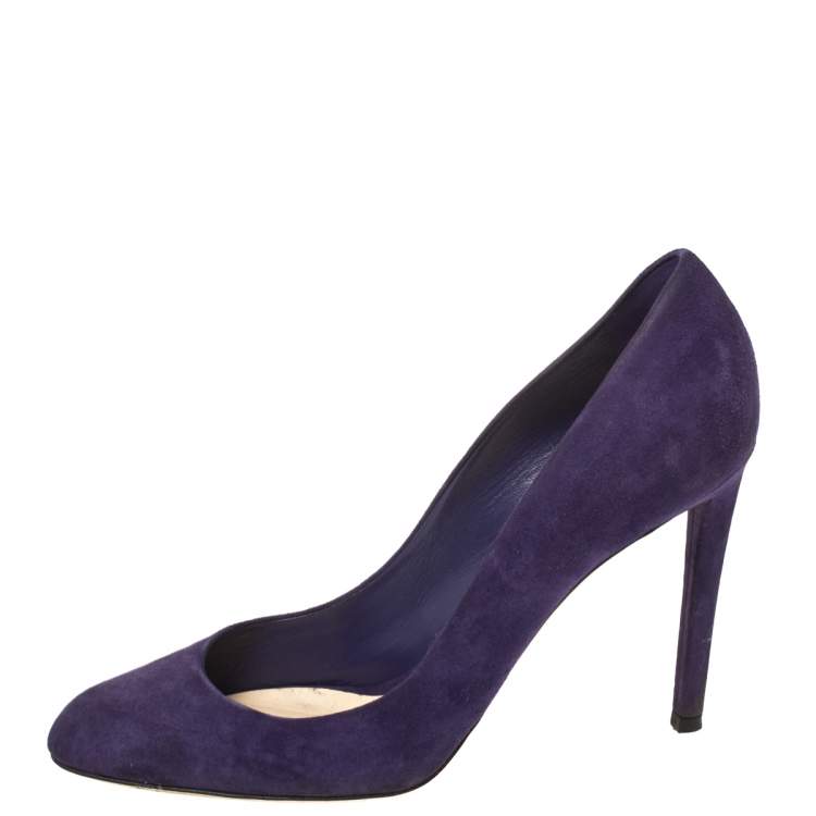 Pre Owned Dior Purple Suede Round Toe Pumps Size 39.5