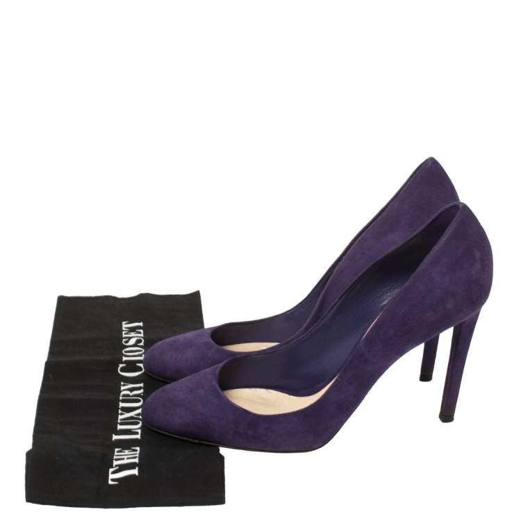 Pre Owned Dior Purple Suede Round Toe Pumps Size 39.5