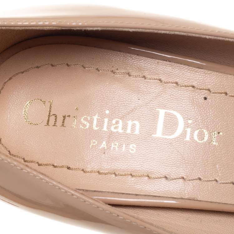 Pre Owned Dior Beige Patent Leather Pointed Toe Pumps Size 37