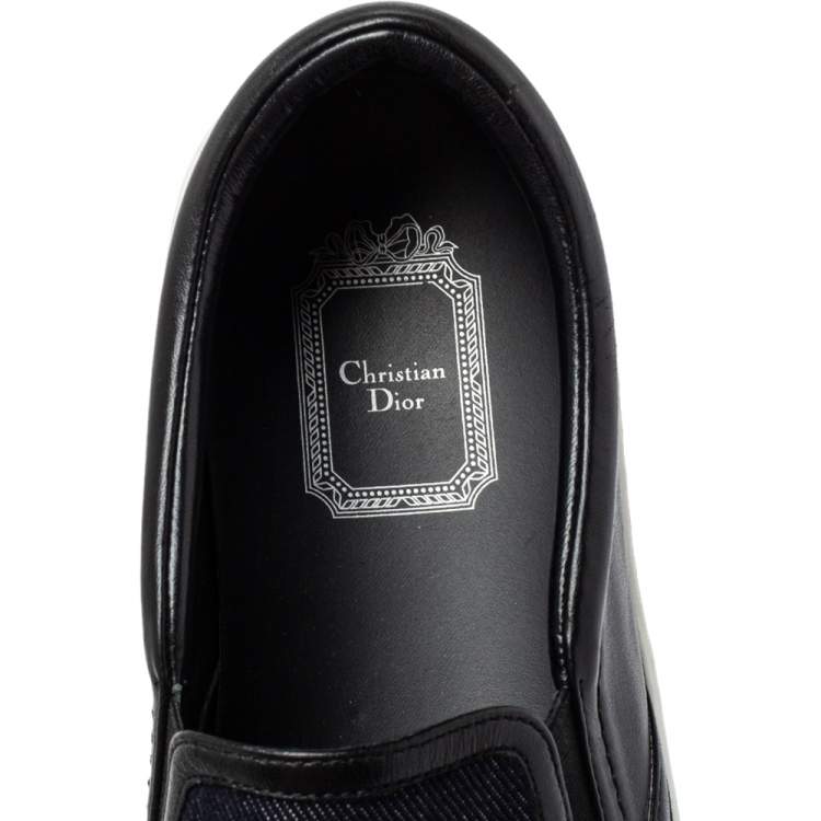 Pre Owned Dior Blue/Black Canvas And Leather Bee Embellishment Sneakers Size 38.5