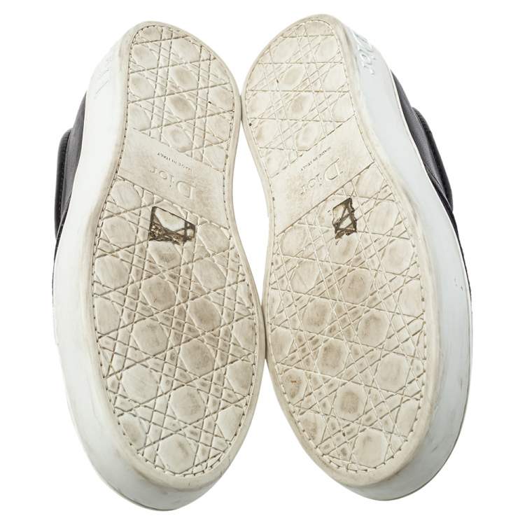 Pre Owned Dior Blue/Black Canvas And Leather Bee Embellishment Sneakers Size 38.5