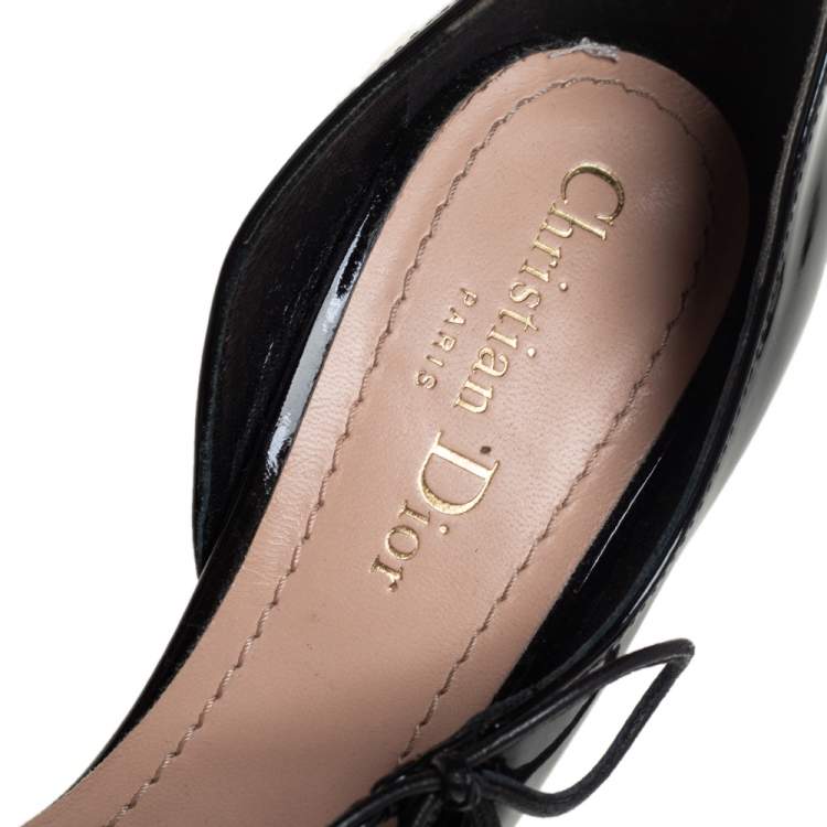 Pre Owned Dior Black Patent Leather Knot Detail D'Orsay Pumps Size 37
