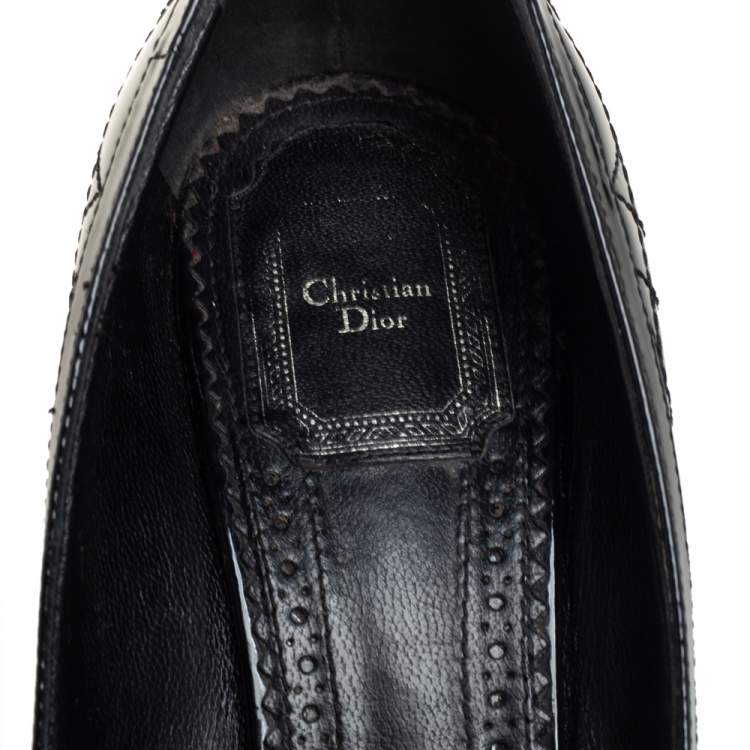 Pre Owned Dior Black Patent Leather Bow Peep Toe Pumps Size 40