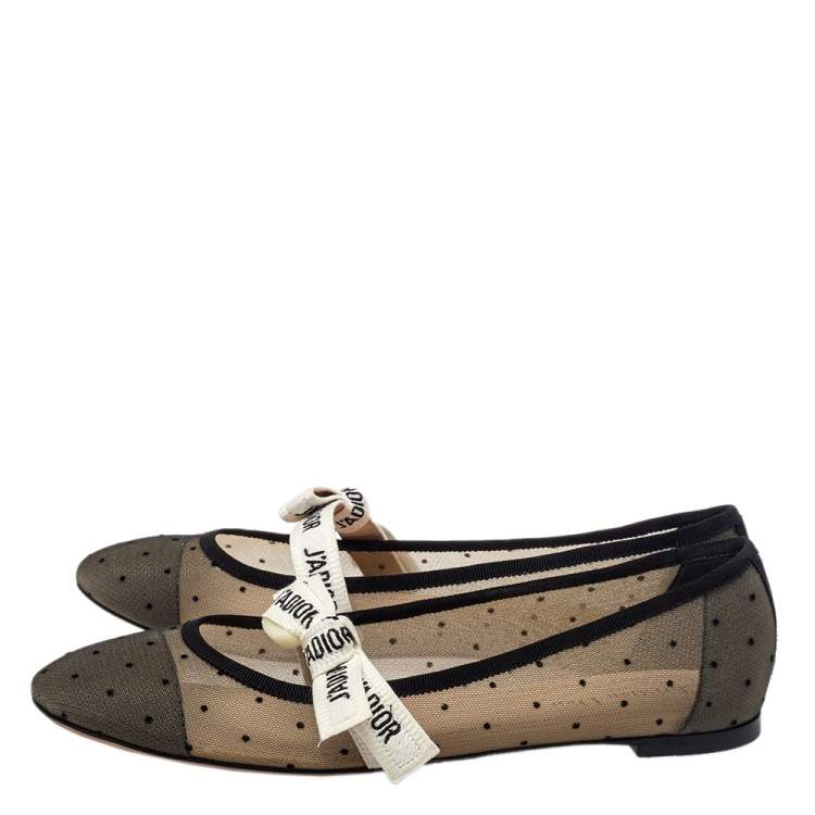 Pre Owned Dior Black Mesh Miss J'Adior Ballet Flats Size 41