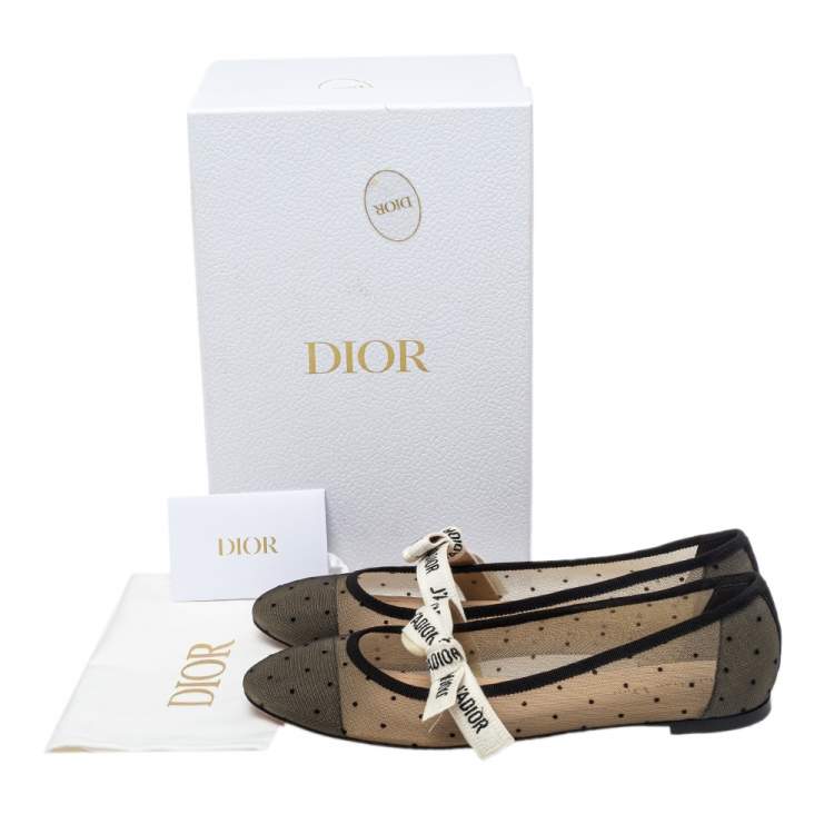 Pre Owned Dior Black Mesh Miss J'Adior Ballet Flats Size 41