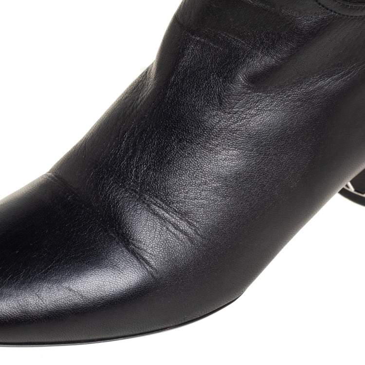 Pre Owned Dior Black Leather Over Knee High Boots Size 39.5