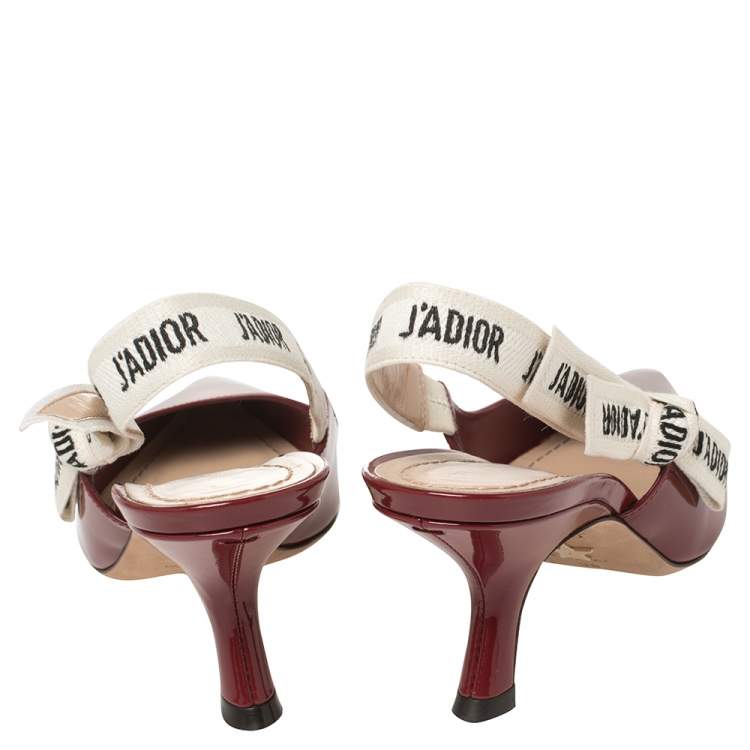 Pre Owned Dior Burgundy Patent Leather J'Adior Slingback Sandals Size 36
