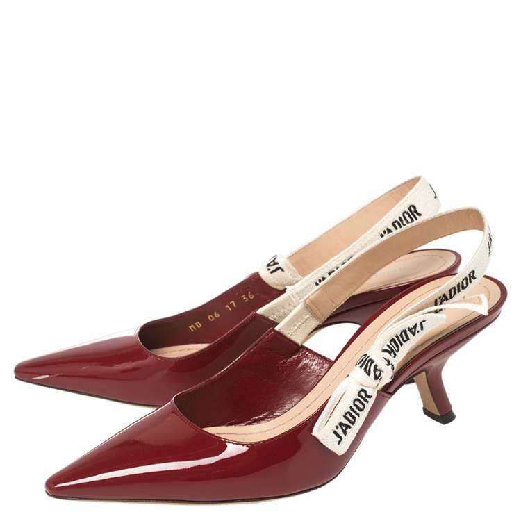 Pre Owned Dior Burgundy Patent Leather J'Adior Slingback Sandals Size 36