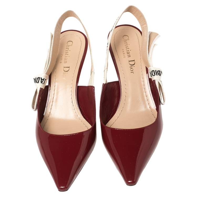 Pre Owned Dior Burgundy Patent Leather J'Adior Slingback Sandals Size 36