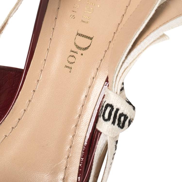 Pre Owned Dior Burgundy Patent Leather J'Adior Slingback Sandals Size 36