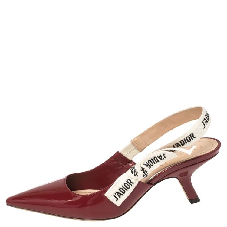 Pre Owned Dior Burgundy Patent Leather J'Adior Slingback Sandals Size 36