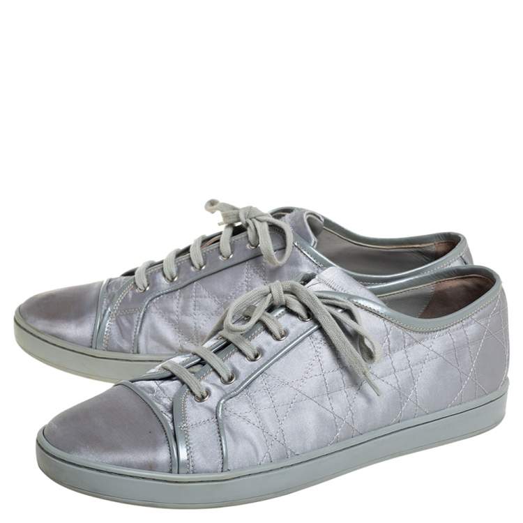 Pre Owned Dior Grey Satin Cap Toe Low Top Sneakers Size 39