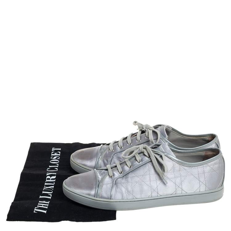 Pre Owned Dior Grey Satin Cap Toe Low Top Sneakers Size 39