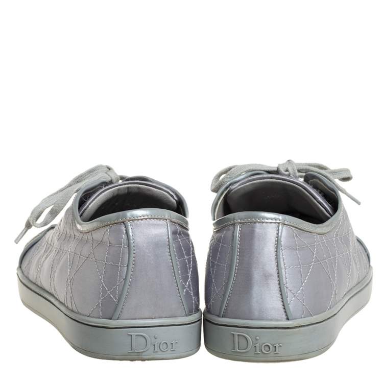 Pre Owned Dior Grey Satin Cap Toe Low Top Sneakers Size 39