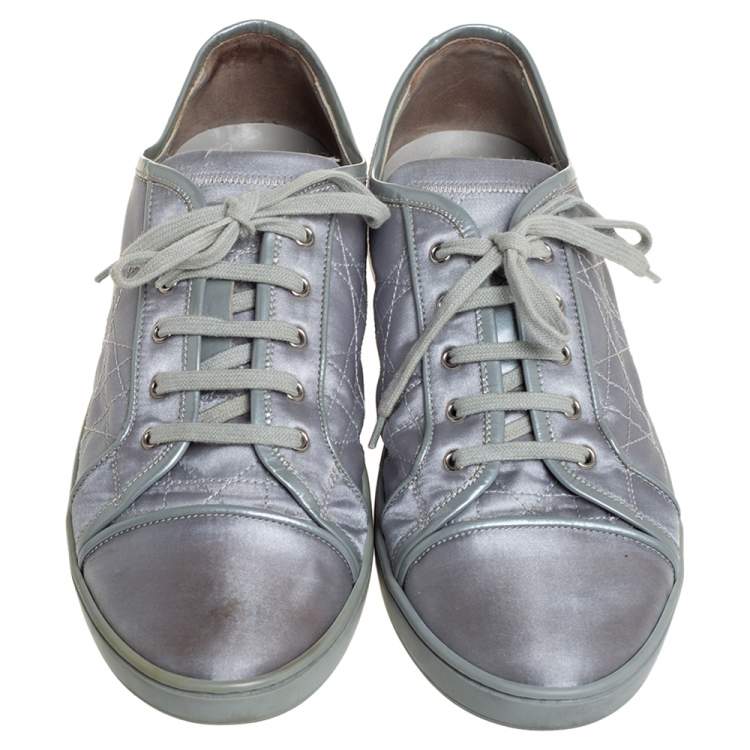 Pre Owned Dior Grey Satin Cap Toe Low Top Sneakers Size 39