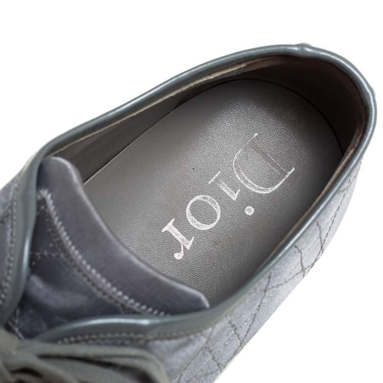 Pre Owned Dior Grey Satin Cap Toe Low Top Sneakers Size 39