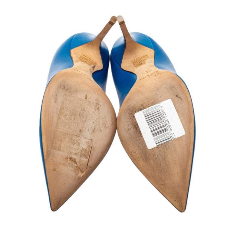 Pre Owned Dior Blue Leather Pointed Toe Pumps Size 38.5