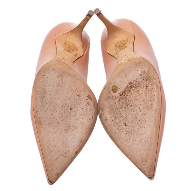 Pre Owned Dior Beige Leather Pointed Toe Pumps Size 40