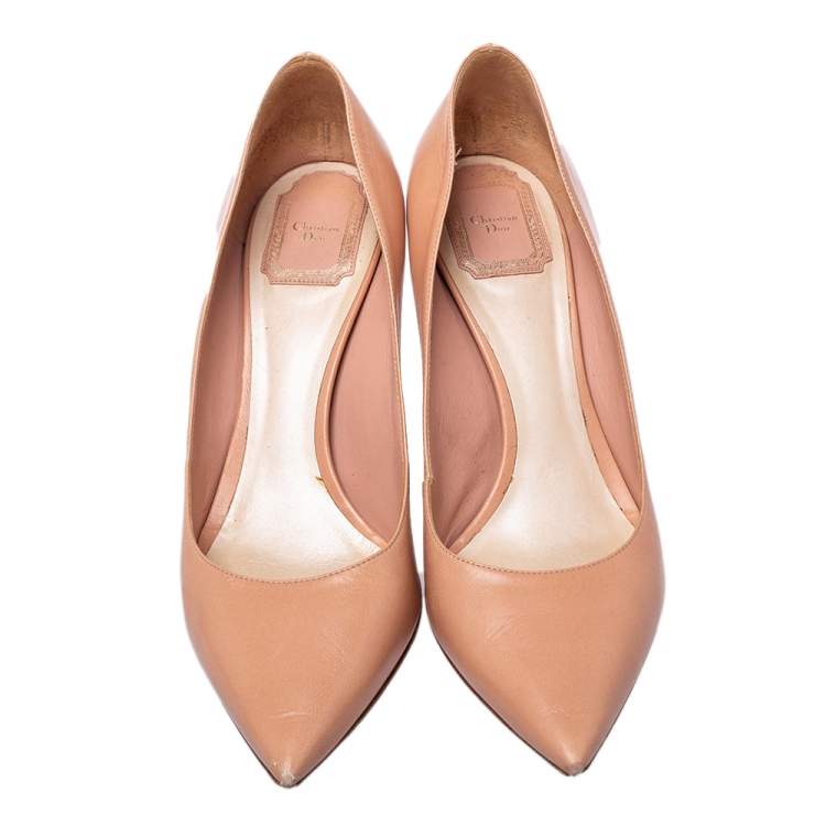 Pre Owned Dior Beige Leather Pointed Toe Pumps Size 40