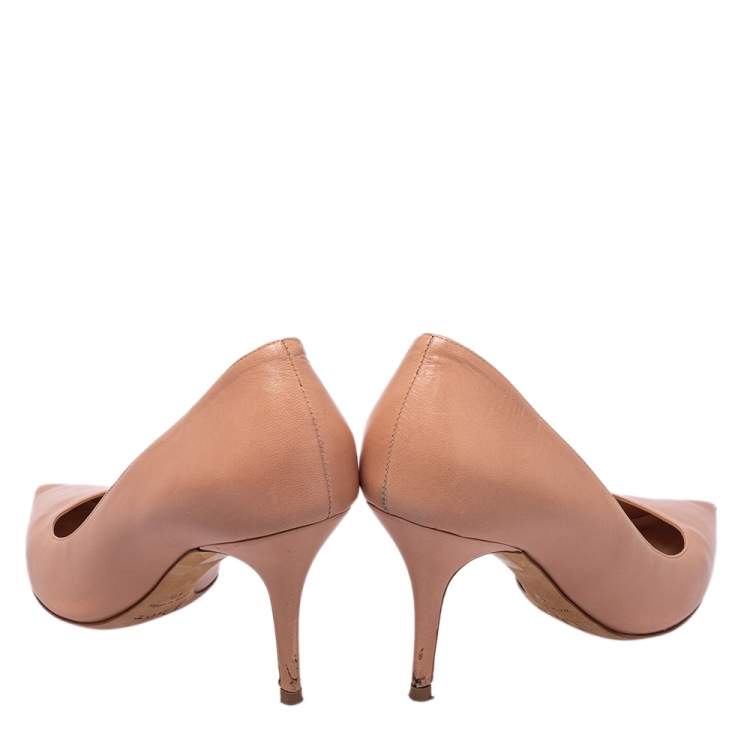 Pre Owned Dior Beige Leather Pointed Toe Pumps Size 40