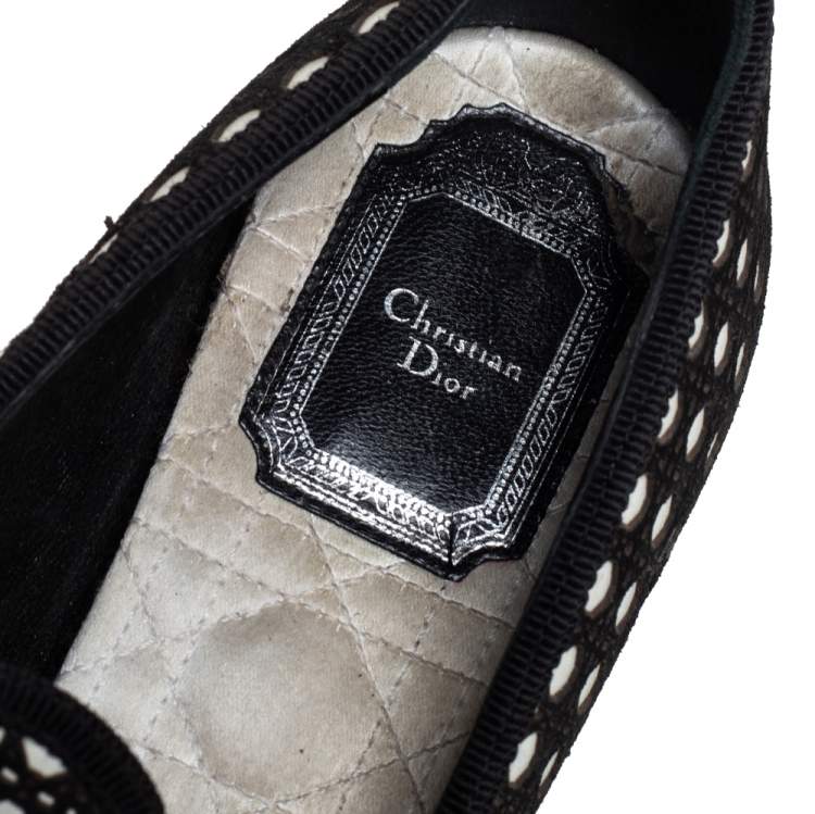 Pre Owned Dior Black/White Suede And Leather Slip On Loafers Size 37 