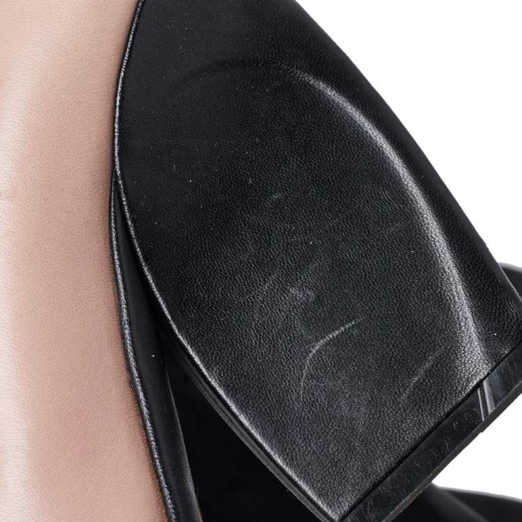 Pre Owned Dior Pink/Black Leather Brooklyn Ankle Wrap Peep Toe Ankle Boots Size 40
