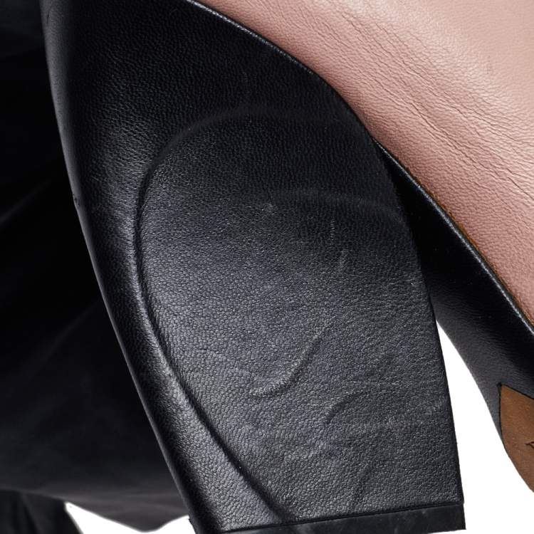Pre Owned Dior Pink/Black Leather Brooklyn Ankle Wrap Peep Toe Ankle Boots Size 40