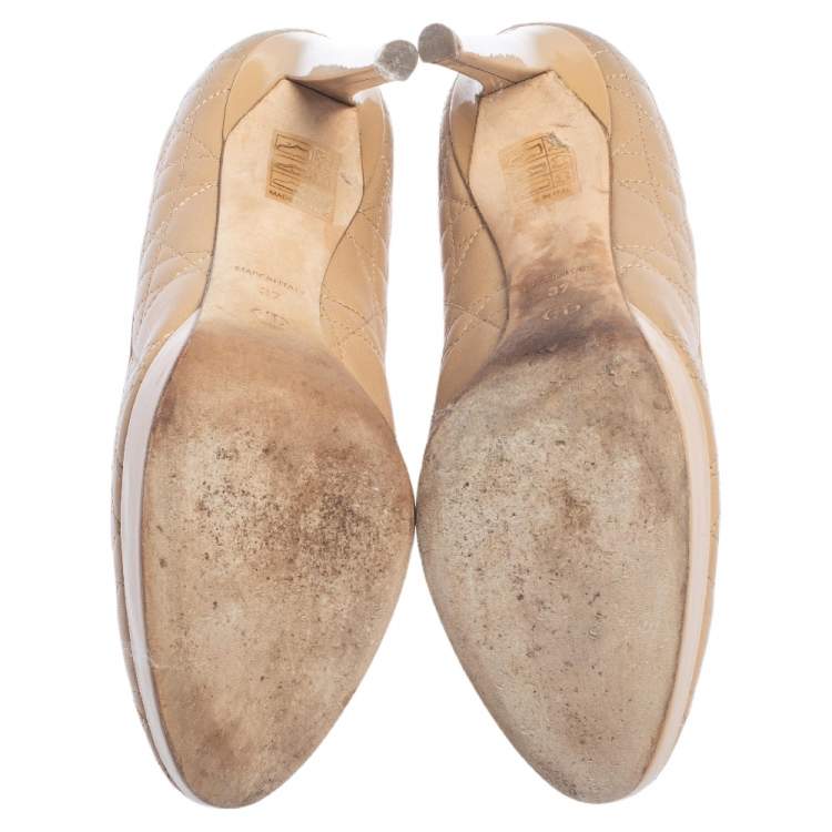 Pre Owned Dior Beige Quilted Leather Pumps Size 37