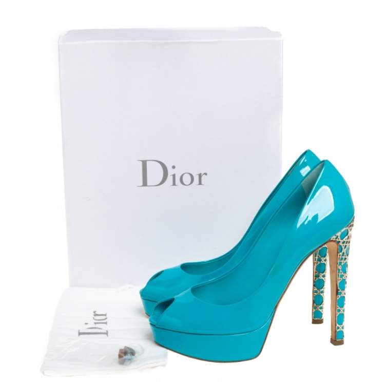 Pre Owned Dior Blue Patent Leather Miss Dior  Pumps Size 39