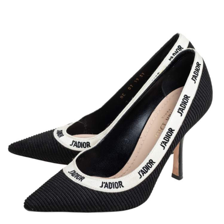 Pre Owned Dior Black/White Fabric J'Adior Pumps Size 37