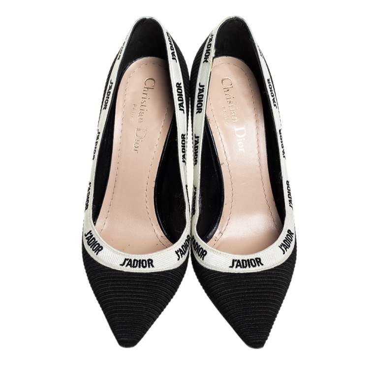 Pre Owned Dior Black/White Fabric J'Adior Pumps Size 37