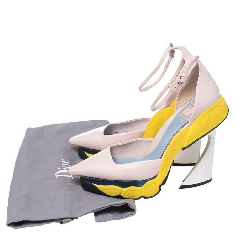 Pre Owned Dior Multicolor Leather D'orsay Ankle Strap Platform Pumps Size 40