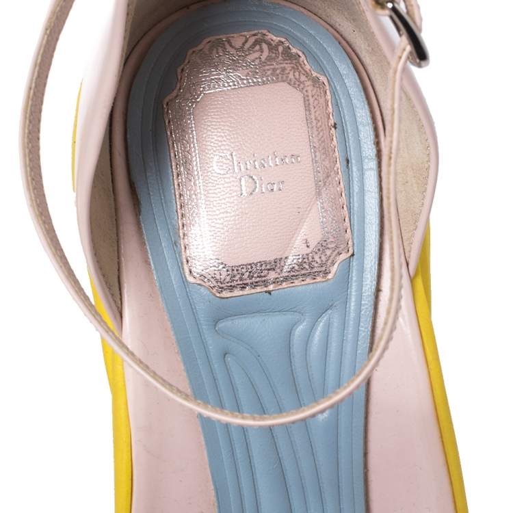 Pre Owned Dior Multicolor Leather D'orsay Ankle Strap Platform Pumps Size 40