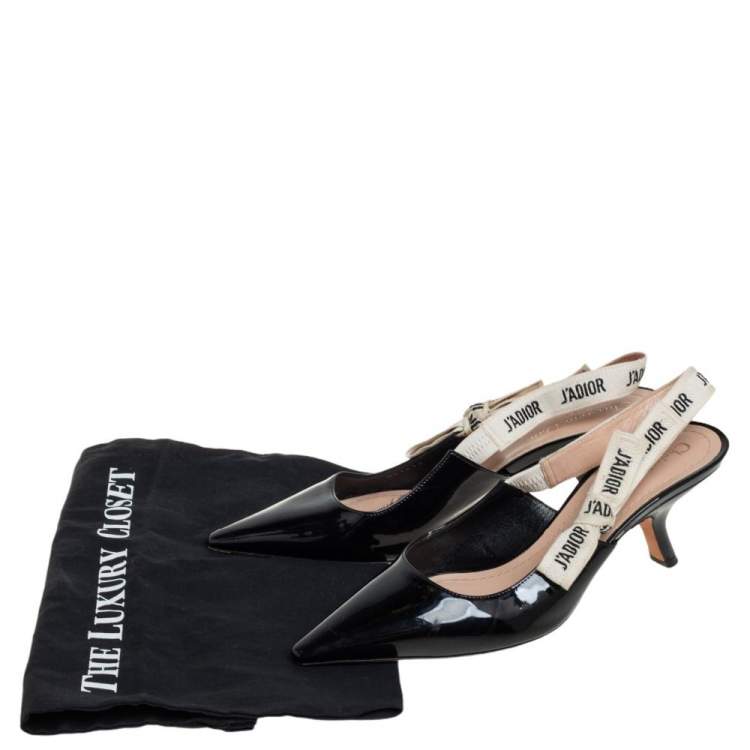 Pre Owned Dior Black Patent Leather J'Adior Slingback Sandals Size 40