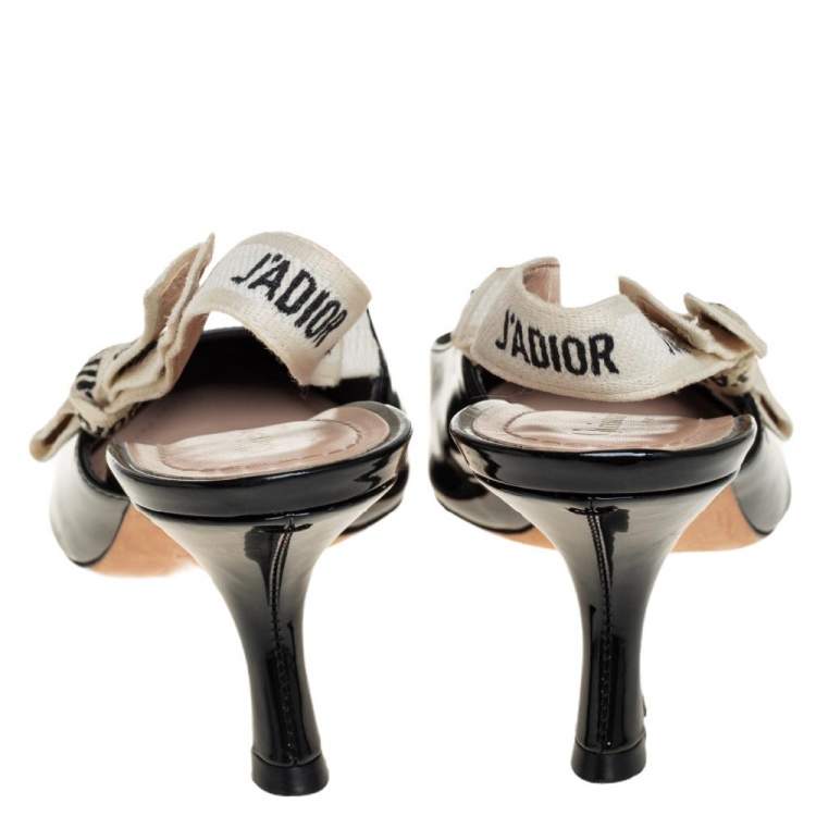 Pre Owned Dior Black Patent Leather J'Adior Slingback Sandals Size 40