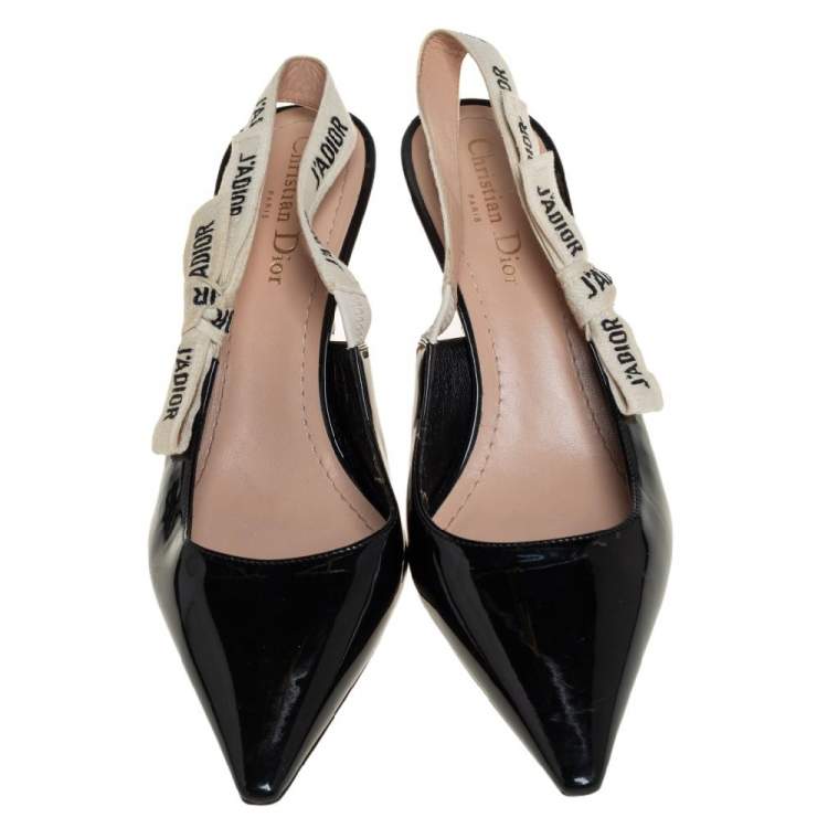 Pre Owned Dior Black Patent Leather J'Adior Slingback Sandals Size 40
